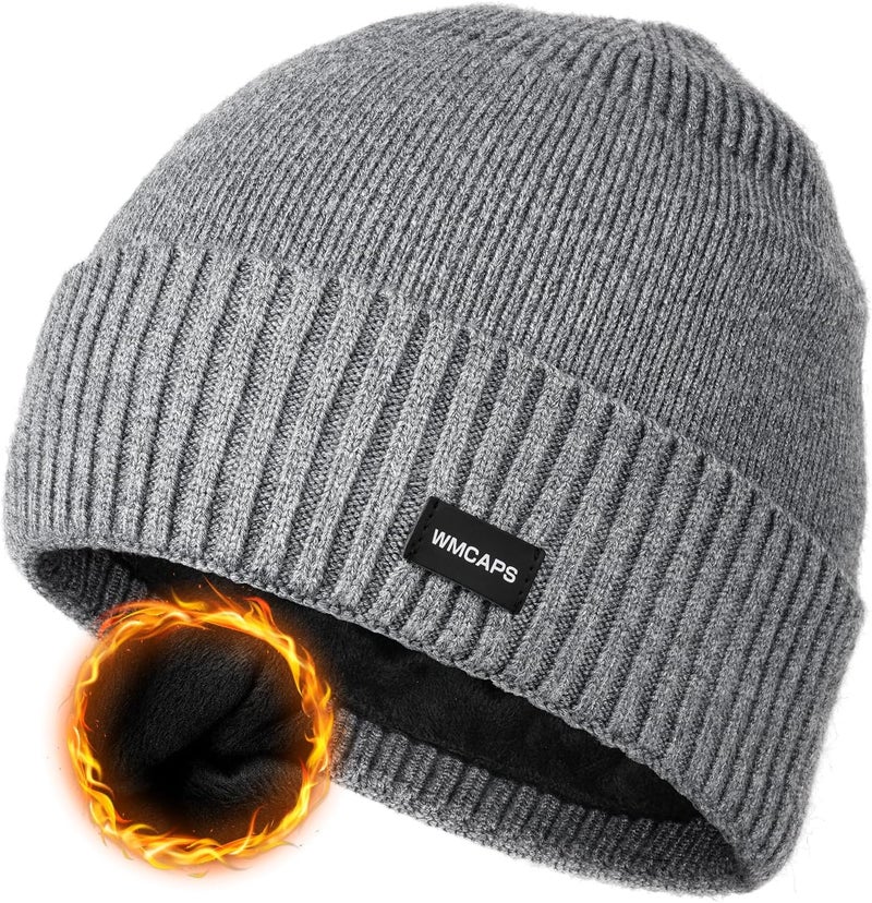 Wmcaps Winter Men Women Fleece Lined Beanie Knitted Hats, Soft Thermal Stocking Skull Caps for Cold Weather - Image 1